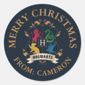  HOGWARTS™ House Crest | Vrolijk kerstfeest Ronde Sticker (Voorkant)