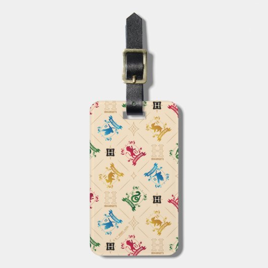 HOGWARTS™ House Crests Pattern Bagagelabel (Voorkant verticaal)