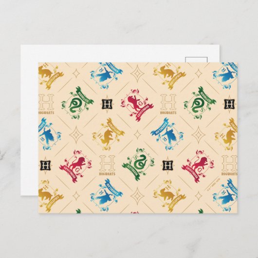 HOGWARTS™ House Crests Pattern Briefkaart (Voorkant / Achterkant)