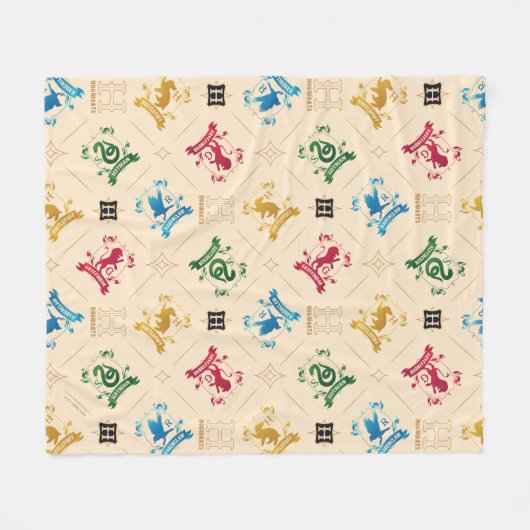  HOGWARTS™ House Crests Pattern Fleece Deken (Voorkant (Horizontaal))