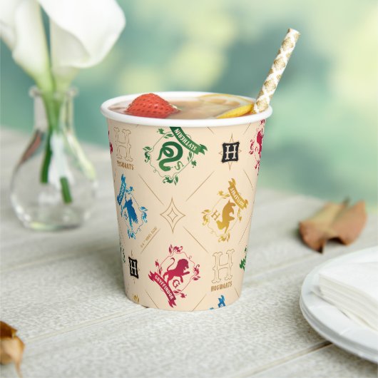 HOGWARTS™ House Crests Pattern Papieren Bekers (Insitu)