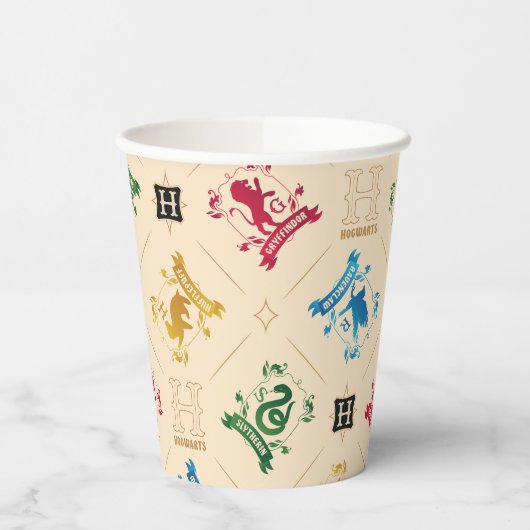 HOGWARTS™ House Crests Pattern Papieren Bekers (Links)