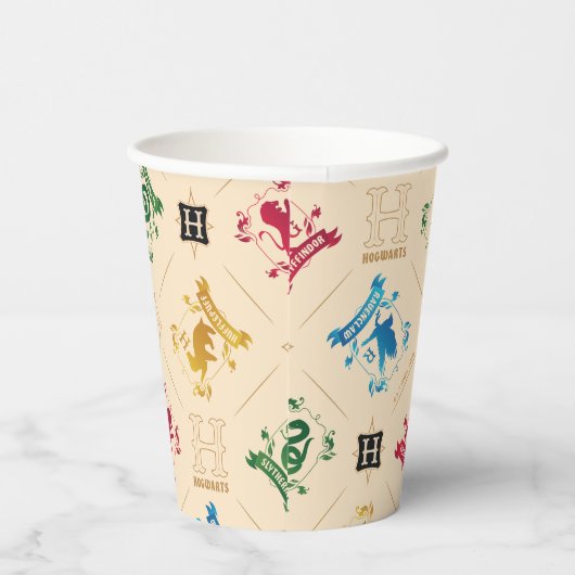 HOGWARTS™ House Crests Pattern Papieren Bekers (Rechts)