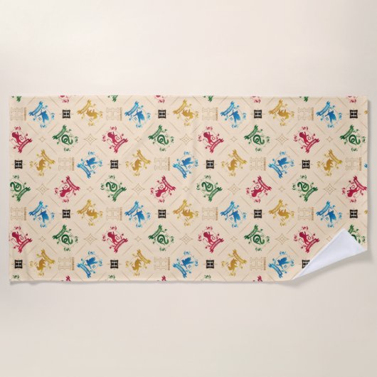  HOGWARTS™ House Crests Pattern Strandlaken (Voorkant)