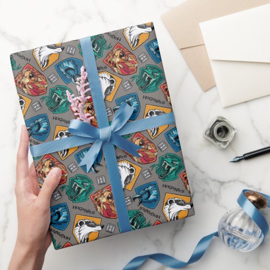 HOGWARTS™ Houses Crosshatched Pattern Cadeaupapier (Geschenken)