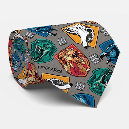 HOGWARTS™ Houses Crosshatched Pattern Stropdas (Opgerold)