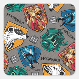 HOGWARTS™ Houses Crosshatched Pattern Vierkante Sticker