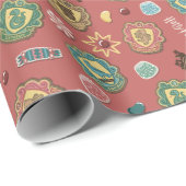 HOGWARTS™ Houses Holiday Cookie Pattern Cadeaupapier (Rol Hoek)
