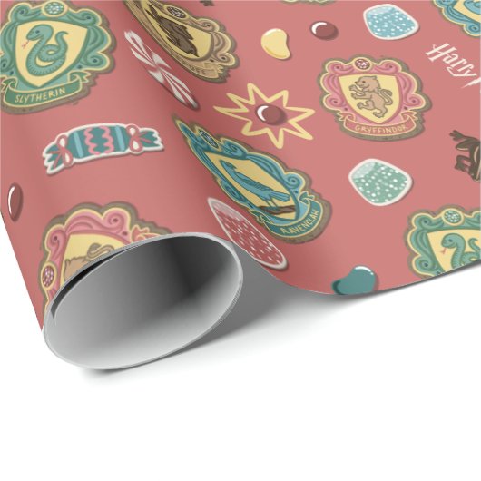 HOGWARTS™ Houses Holiday Cookie Pattern Cadeaupapier (Rol Hoek)