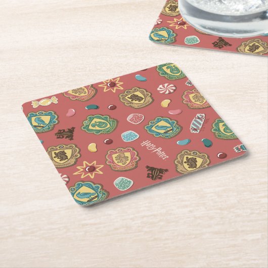 HOGWARTS™ Houses Holiday Cookie Pattern Kartonnen Onderzetters (Schuin)