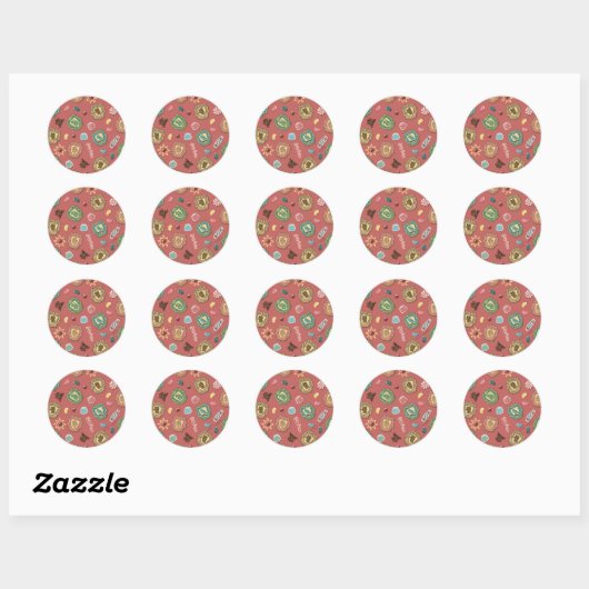 HOGWARTS™ Houses Holiday Cookie Pattern Ronde Sticker (Vel)