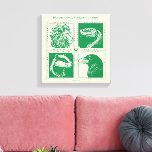 HOGWARTS™ Huisdieren Grid Canvas Afdruk (Insitu (Woonkamer))
