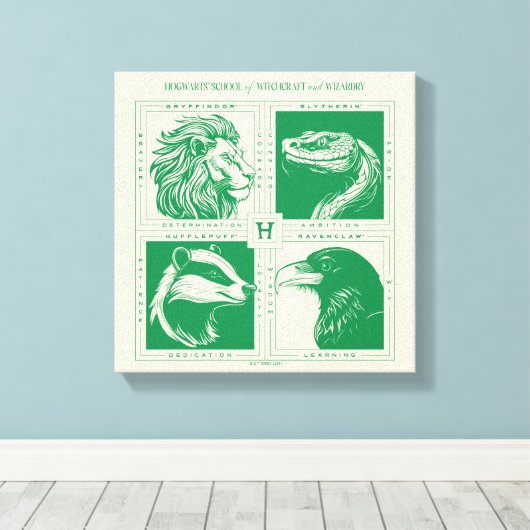 HOGWARTS™ Huisdieren Grid Canvas Afdruk (Insitu (Houten vloer))