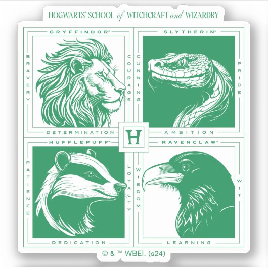 HOGWARTS™ Huisdieren Grid Sticker (Voorkant)
