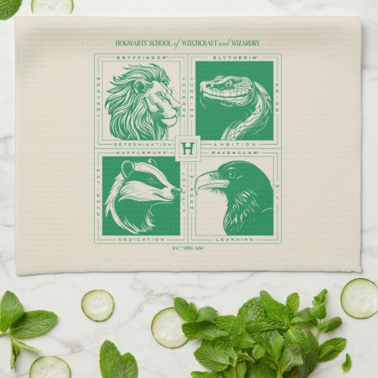 HOGWARTS™ Huisdieren Raster Theedoek (Gevouwen)