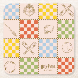HOGWARTS™ QUIDDITCH™ Team Checker Patroon Kartonnen Onderzetters
