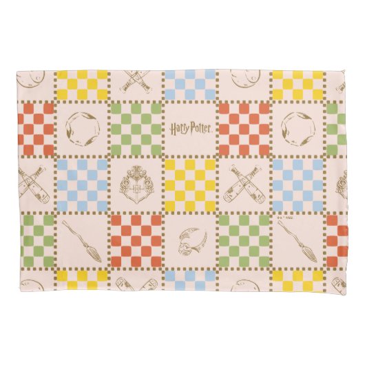 HOGWARTS™ QUIDDITCH™ Team Checker Patroon Kussensloop (Voorkant)