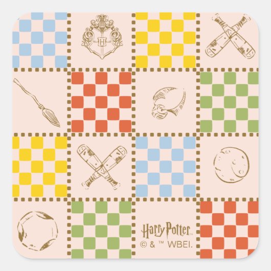 HOGWARTS™ QUIDDITCH™ Team Checker Pattern Vierkante Sticker (Voorkant)