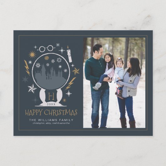 HOGWARTS™ Sneeuwbol | Prettig Kerstmis Feestdagenkaart (Voorkant)