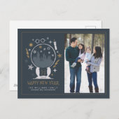 HOGWARTS™ Snow Wereldbol - Gelukkig Nieuwjaar - Fo Feestdagenkaart (Voorkant / Achterkant)