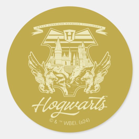 HOGWARTS™ Winged Shield Graphic Ronde Sticker (Voorkant)