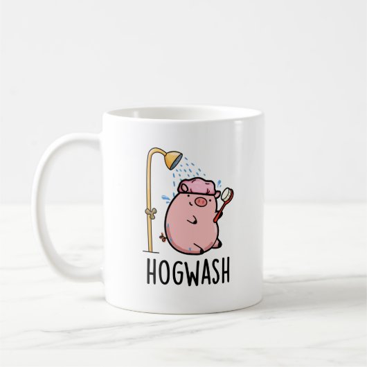 Hogwash Funny Pig Pun Koffiemok (Links)