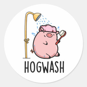 Hogwash Funny Pig Pun Ronde Sticker