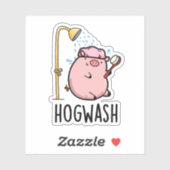 Hogwash Funny Pig Pun Sticker (Vel)