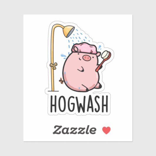 Hogwash Funny Pig Pun Sticker (Vel)