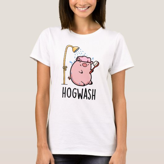 Hogwash Funny Pig Pun T-shirt (Voorkant)