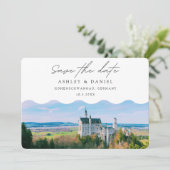 Hohenschwangau Huwelijksbestemming Save the Date Kaart (Staand voorkant)