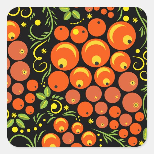 Hohloma Egg Black en Rowan Vierkante Sticker (Voorkant)