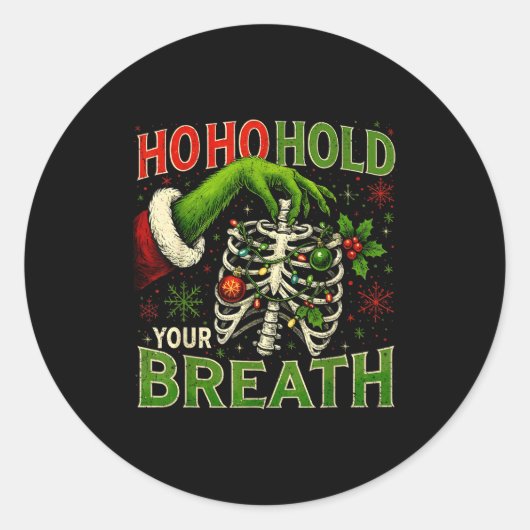 Hoho Hold Your Breath Funny Nurse Christmas  Ronde Sticker (Voorkant)