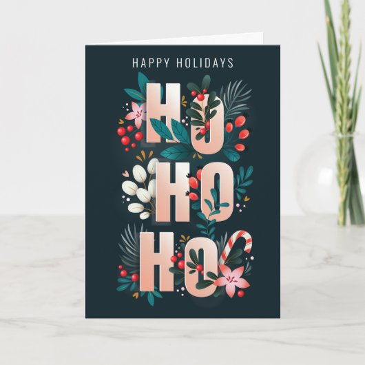 HoHo Holly vertakt Candy Cane kerstkaart Bedankkaart (Voorkant)