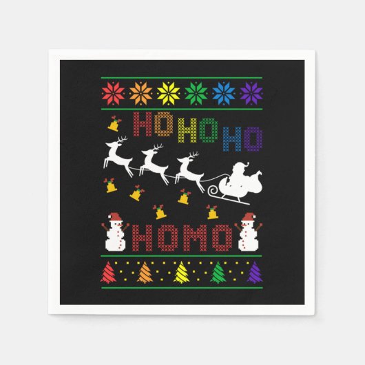 Hoho Homo LGBT Ugly Christmas Sweater Shirt Gift Servet (Voorkant)