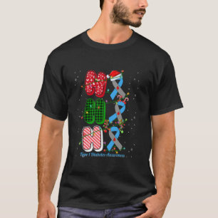 HOHOHO Blauw Grijs Lint Type 1 Diabetes Merry Chri T-shirt