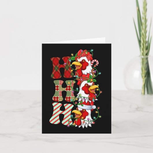 Hohoho Chickens Santa Hat Rendier Vrolijk Kerstfee Kaart (Voorkant)