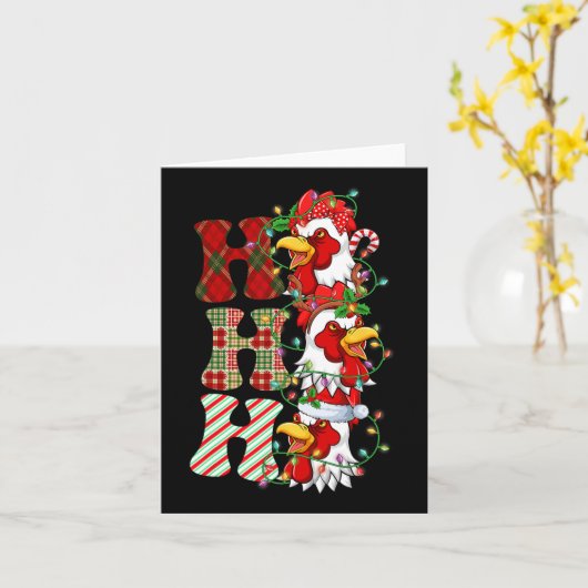 Hohoho Chickens Santa Hat Rendier Vrolijk Kerstfee Kaart (Gele Bloem)
