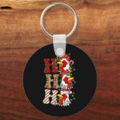 Hohoho Chickens Santa Hat Rendier Vrolijk Kerstfee Sleutelhanger (Voorkant)