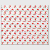 HoHoHo Christmas Pet Rood Wit Eenvoudig Cadeaupapier (Vlak)