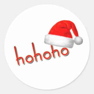 HoHoHo Christmas Pet Rood Wit Eenvoudig Ronde Sticker