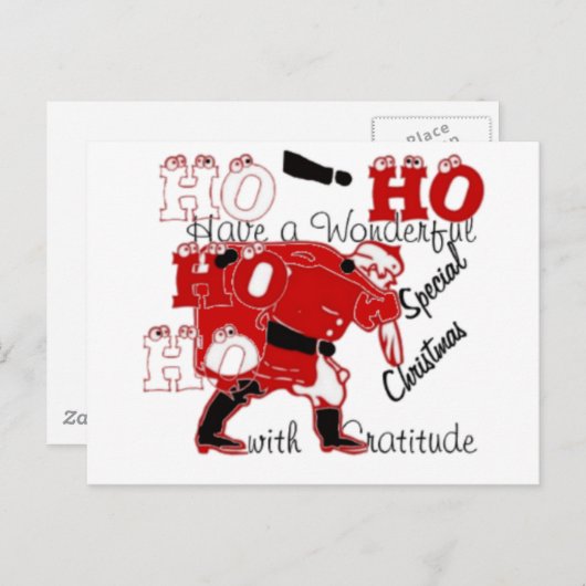 HOHOHO Een heerlijke kerst met dankbaarheid Briefkaart (Voorkant / Achterkant)