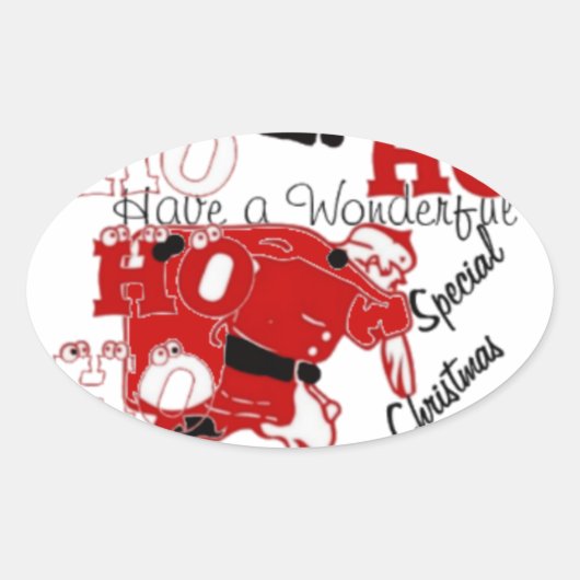 HOHOHO Een heerlijke kerst met dankbaarheid Ovale Sticker (Voorkant)