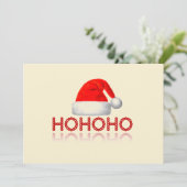 HoHoHo Eenvoudige Kerstman Hoed Rood Wit Beige Feestdagenkaart (Staand voorkant)