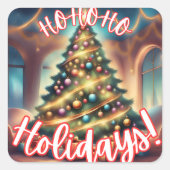 HoHoHo Feestdagen! Vierkante Sticker (Voorkant)