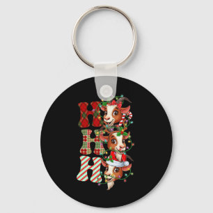 Hohoho Goats Santa Claus Pet Rendier Merry Christ Sleutelhanger