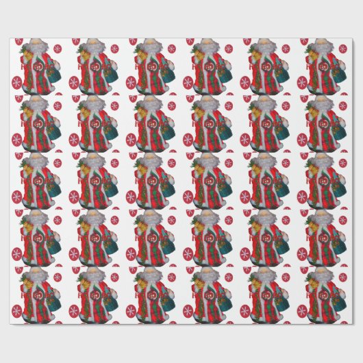 Hohoho Happy Santa Merry Prettige feestdagen Cadeaupapier (Vlak)