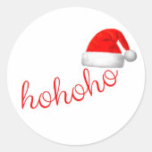 HoHoHo Kerst Pet Rood Wit Ronde Sticker (Voorkant)