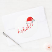 HoHoHo Kerst Pet Rood Wit Ronde Sticker (Envelop)