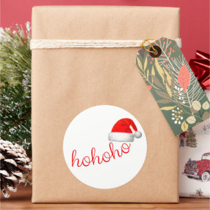 HoHoHo Kerst Pet Rood Wit Ronde Sticker